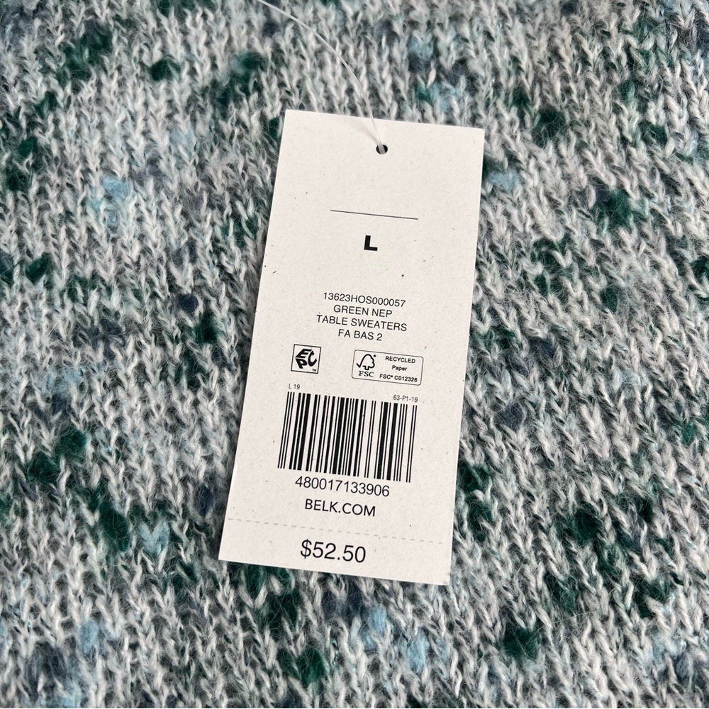 NWT True Craft Women Speckled Blue White Turtleneck Sweater Knit Large Winter - Picture 6 of 7